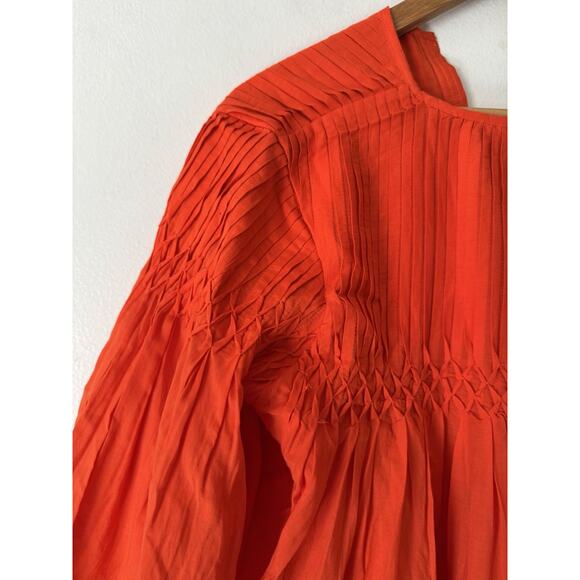 NWT Madewell Pintucked Flutter Sleeve Top Fiery Orange Size XS - Picture 8 of 11